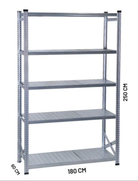 Depo Rafı Galvanizli Raf Sistemi 5 Katlı 60x250 cm