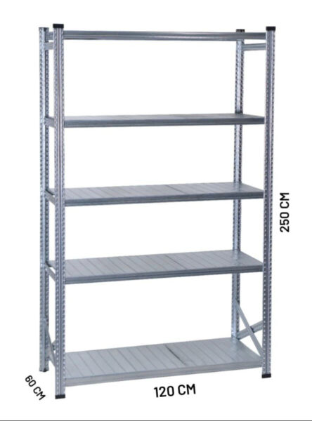 Depo Rafı Galvanizli Raf Sistemi 5 Katlı 60x250 cm