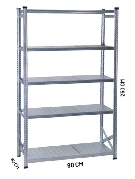 Depo Rafı Galvanizli Raf Sistemi 5 Katlı 60x250 cm