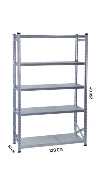 Depo Rafı Galvanizli Raf Sistemi 5 Katlı 60x250 cm 1200mm