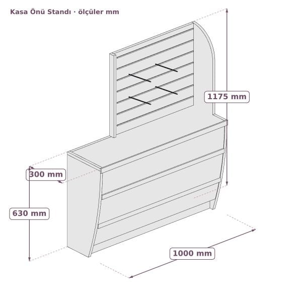 Yan Kapamalı Kasa Önü Standı 100 cm