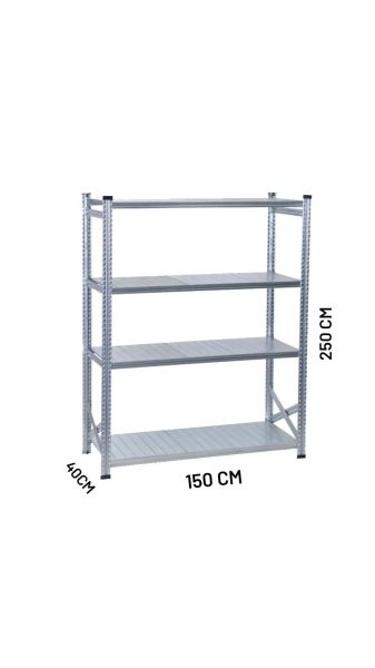 Depo Rafı Galvanizli Raf Sistemi 4 Katlı 40x250 cm 1500mm