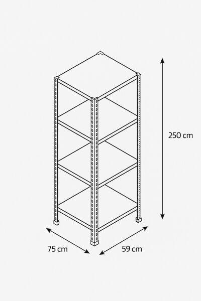 CİVATALI ÇELİK RAF ÜNİTE 59X75 4 KATLI H:250CM