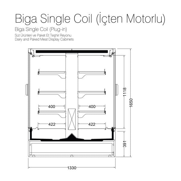 Biga Single Coil İçten Motorlu Yarım Boy Dikey Dolap