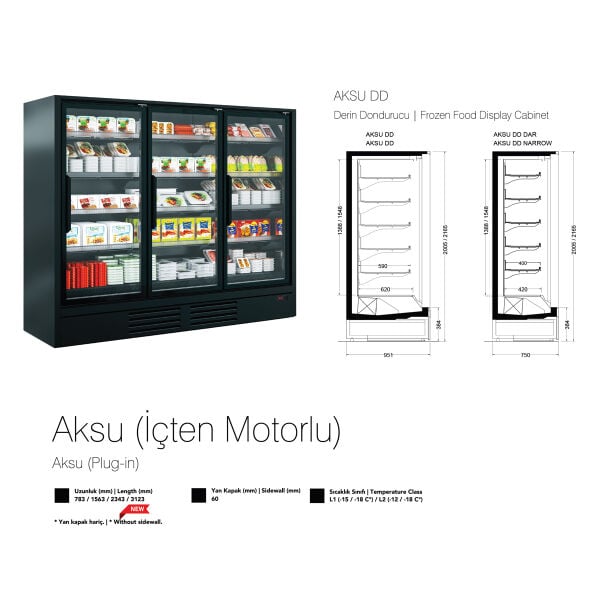 Aksu İçten Motorlu Dikey Cam Kapılı Dolap