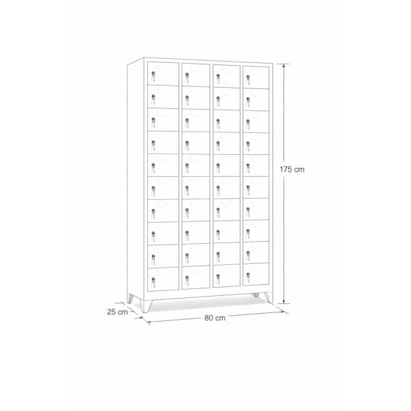 40 Gözlü Telefon ve Emanet Dolabı 80x25x175 cm Anahtarlı
