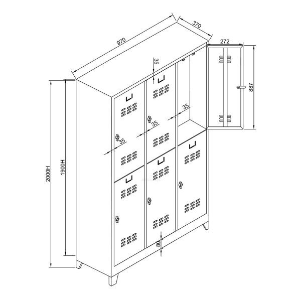 Ekonomik Metal Soyunma Dolabı Altılı İşçi Dolabı