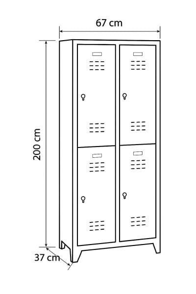Soyunma Dolabı Eko 4 Lu 660X370X2000 Mm