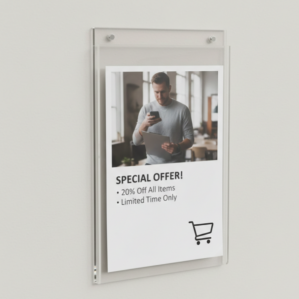 A4 Duvar Tipi Dikey Pleksi Askılı Çerçeve  (10'lu  Paket)