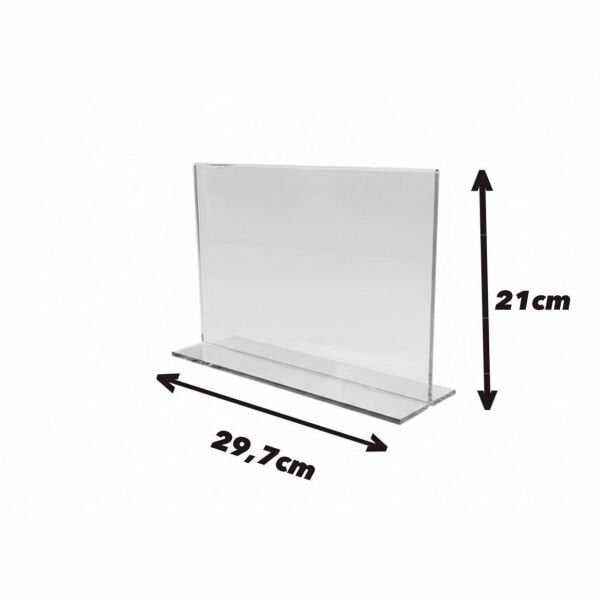 Masaüstü A4 T Tipi Yatay Pleksi Fiyatlık ve Menülük (10'lu Paket)