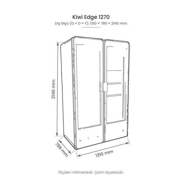 Kiwi Edge 1270 İki Kapılı Şişe Soğutucu Dolap teknik çizim
