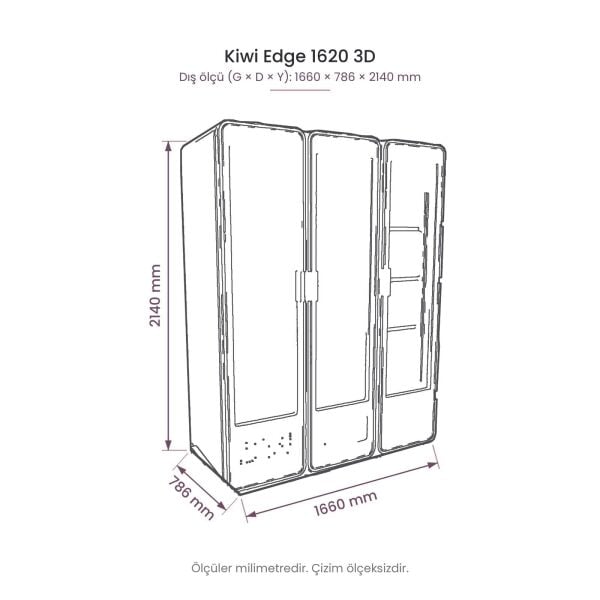 Kiwi Edge 1620 3D Üç Kapılı Şişe Soğutucu Dolap teknik çizim
