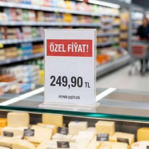 A5 Masaüstü T Tipi Dikey Pleksi Fiyatlık ve Menülük (10'lu Paket)