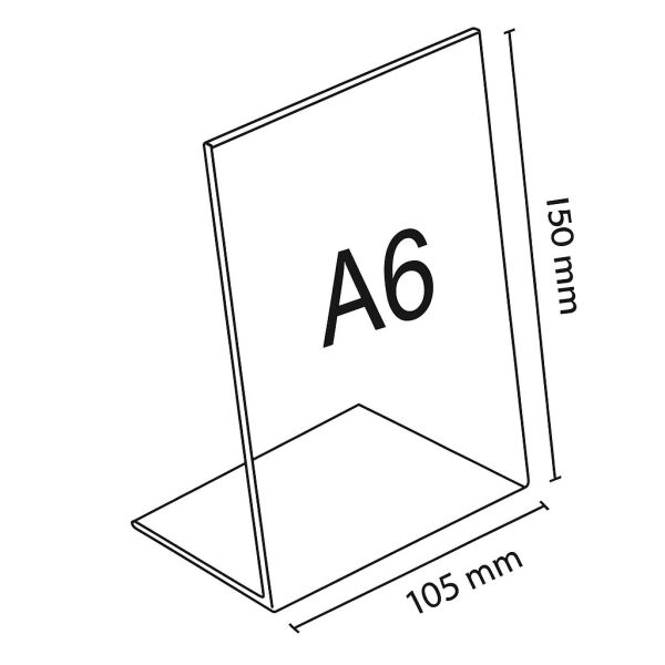 A6 Masaüstü L Tipi Dikey Pleksi Fiyatlık ve Etiketlik (10'lu Paket)