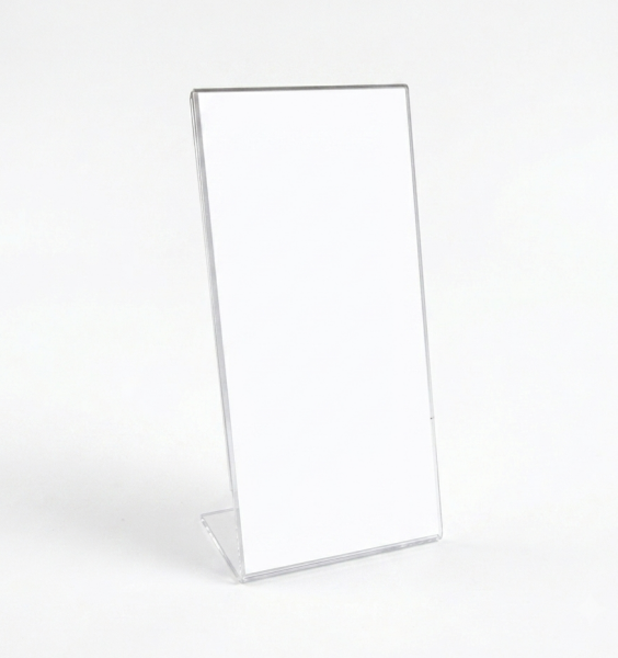 10.5x21 cm Masaüstü L Tipi Dikey Pleksi Fiyatlık ve Etiketlik (10'lu Paket)