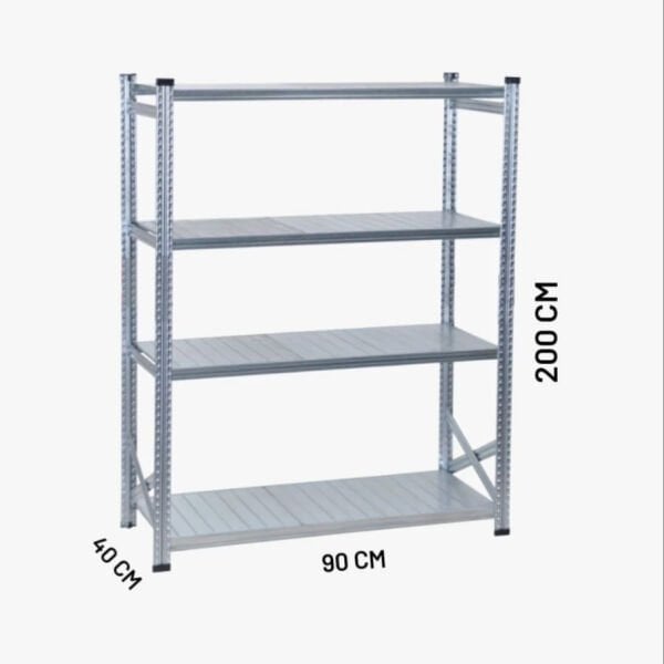 Depo Rafı Galvanizli Raf Sistemi 4 Katlı 40x200 cm