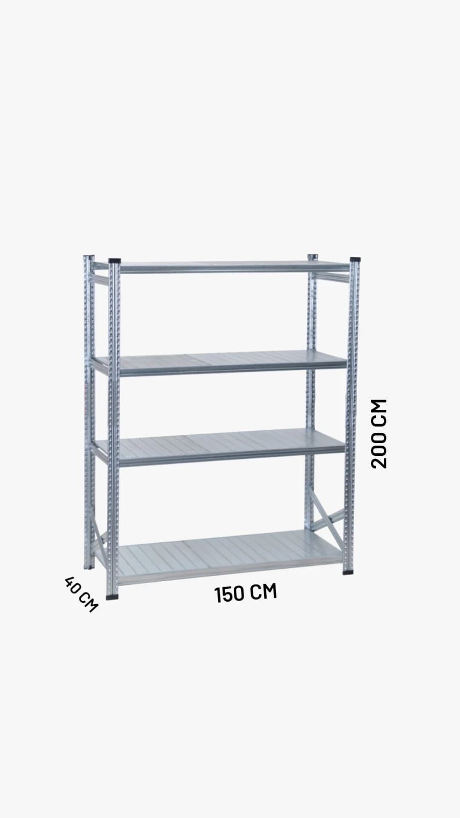Depo Rafı Galvanizli Raf Sistemi 4 Katlı 40x200 cm 1500 mm
