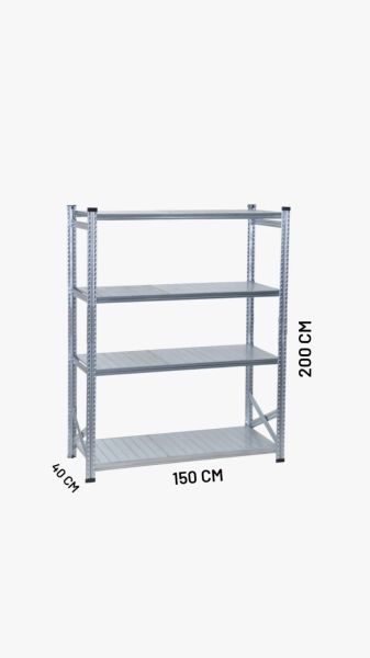 Depo Rafı Galvanizli Raf Sistemi 4 Katlı 40x200 cm 1500 mm