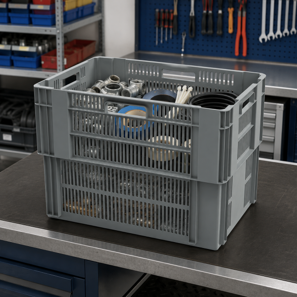Konik İç İçe Geçebilen Delikli Plastik Kasa KNK 4650 D