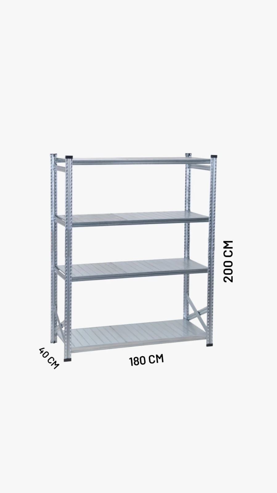 Depo Rafı Galvanizli Raf Sistemi 4 Katlı 40x200 cm 1800 mm