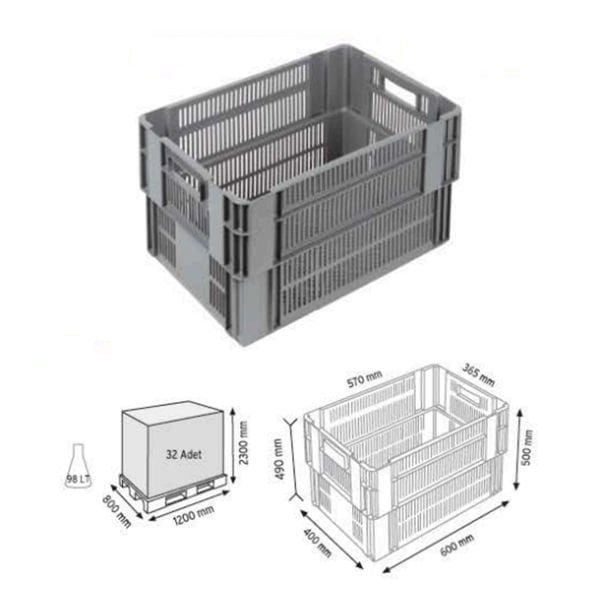 Konik İç İçe Geçebilen Delikli Plastik Kasa KNK 4650 D