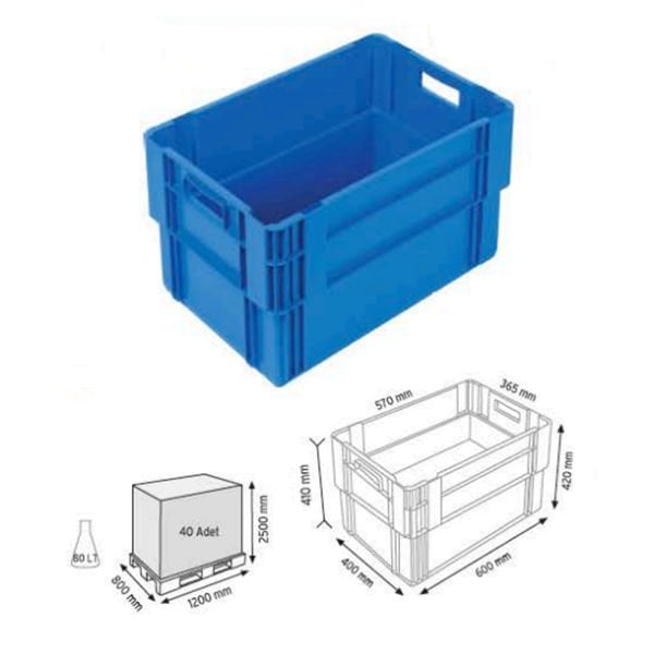 Konik İç İçe Geçebilen Plastik Kasa KNK 4642