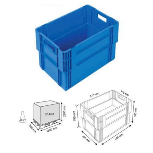 Konik İç İçe Geçebilen Plastik Kasa KNK 4650