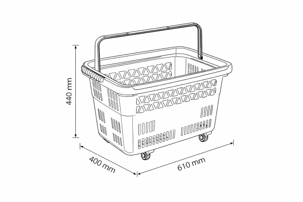 54 Litre Tekerlekli Sepet (3'lü Paket)