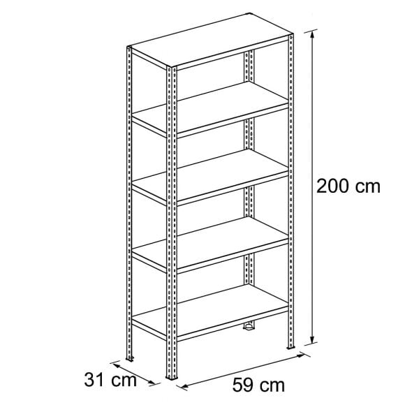 Civatalı Çelik Raf Ünite 31X59Xh200 5 Katlı