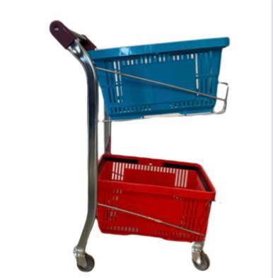 Double Metal Basket Stand with Wheels