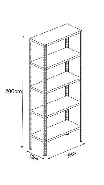 Civatalı Çelik Raf Ünitesi 59X93Xh200 5 Raflı
