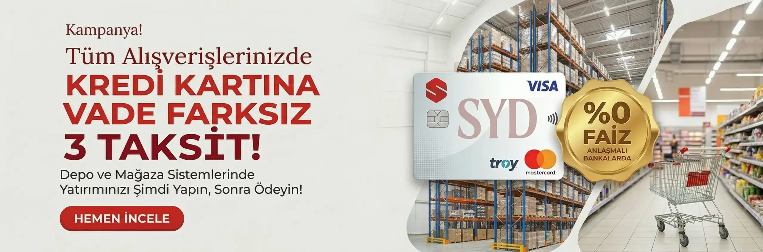 Tüm alışverişlerinizde kredi kartına vade farksız 3 taksit kampanyası